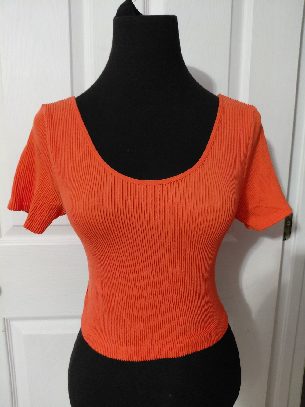Active USA Ribbed Scoop Crop Top - Orange